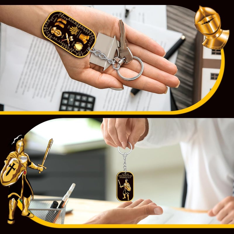 Sureio Christian Gifts Bulk Put on The Whole Armor of God Keychains Acrylic Military Dog Tag Keychain for Men Women - Image 5